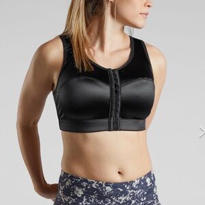 NWT Enell The Last Resort Front Close Sports Bra Black Front Closure Sz 2 34/36+